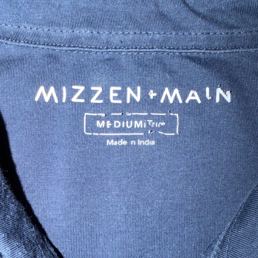 Mizzen + Main Mens Navy Blue Trim Fit Short Sleeve Performance Polo Shirt Medium